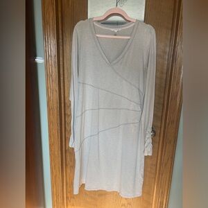 Athleta Sunburst Organic Cotton Nectar Cream Tan V-neck Stretch Midi Dress XL